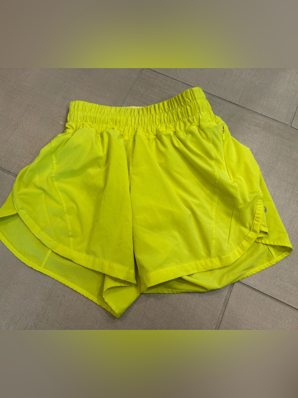 Lululemon size 2 Track That highlighter yellow shorts